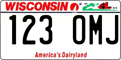 WI license plate 123OMJ