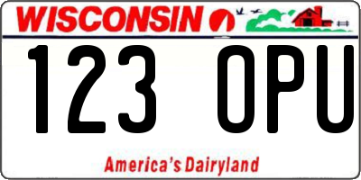 WI license plate 123OPU
