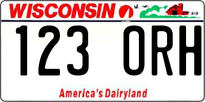 WI license plate 123ORH