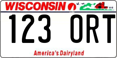 WI license plate 123ORT