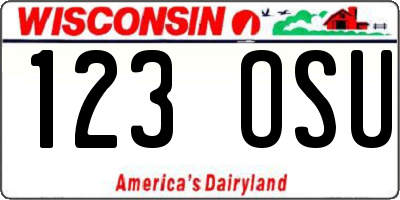 WI license plate 123OSU