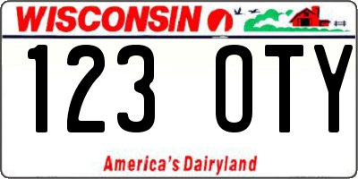 WI license plate 123OTY
