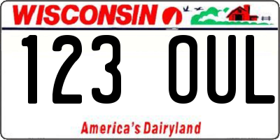 WI license plate 123OUL