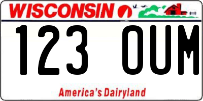 WI license plate 123OUM