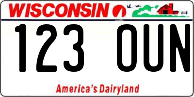 WI license plate 123OUN
