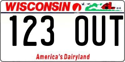 WI license plate 123OUT