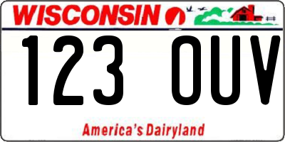 WI license plate 123OUV