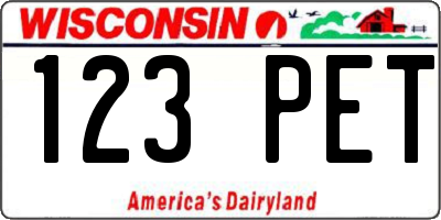 WI license plate 123PET