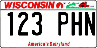 WI license plate 123PHN