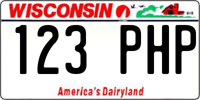 WI license plate 123PHP