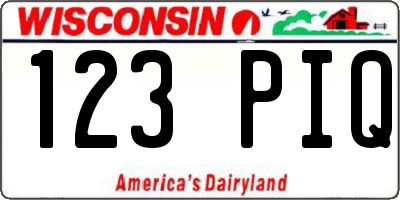 WI license plate 123PIQ