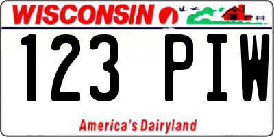 WI license plate 123PIW