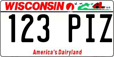 WI license plate 123PIZ