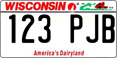 WI license plate 123PJB