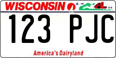 WI license plate 123PJC
