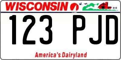 WI license plate 123PJD