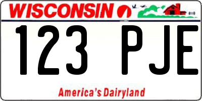 WI license plate 123PJE