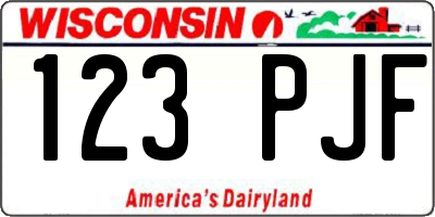 WI license plate 123PJF
