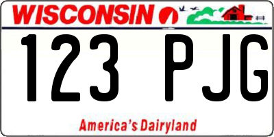 WI license plate 123PJG