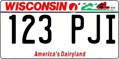 WI license plate 123PJI