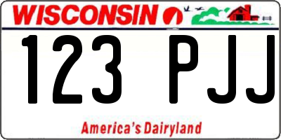 WI license plate 123PJJ