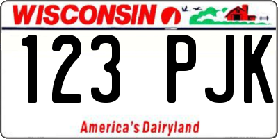 WI license plate 123PJK
