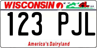 WI license plate 123PJL