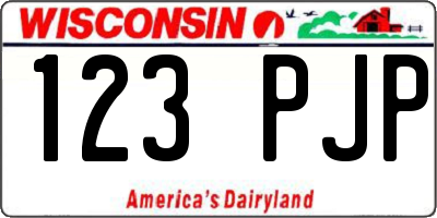 WI license plate 123PJP