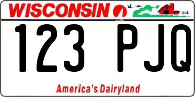 WI license plate 123PJQ