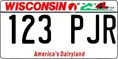 WI license plate 123PJR
