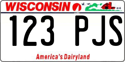 WI license plate 123PJS
