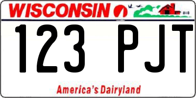 WI license plate 123PJT
