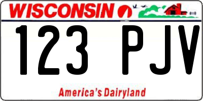 WI license plate 123PJV