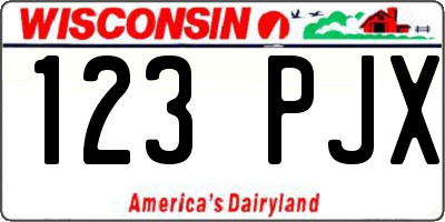 WI license plate 123PJX