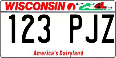 WI license plate 123PJZ