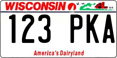 WI license plate 123PKA