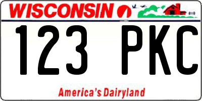 WI license plate 123PKC