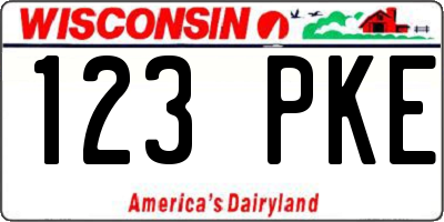 WI license plate 123PKE