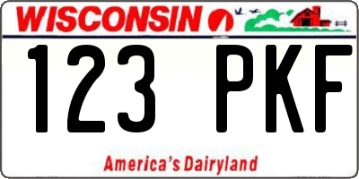 WI license plate 123PKF
