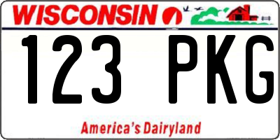 WI license plate 123PKG