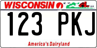 WI license plate 123PKJ