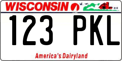 WI license plate 123PKL