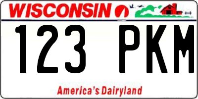 WI license plate 123PKM