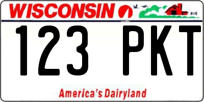 WI license plate 123PKT