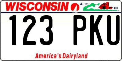 WI license plate 123PKU