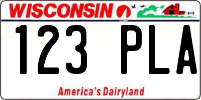 WI license plate 123PLA