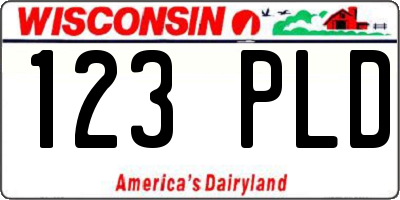 WI license plate 123PLD
