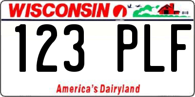 WI license plate 123PLF