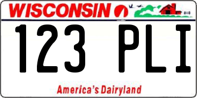 WI license plate 123PLI