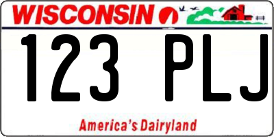 WI license plate 123PLJ